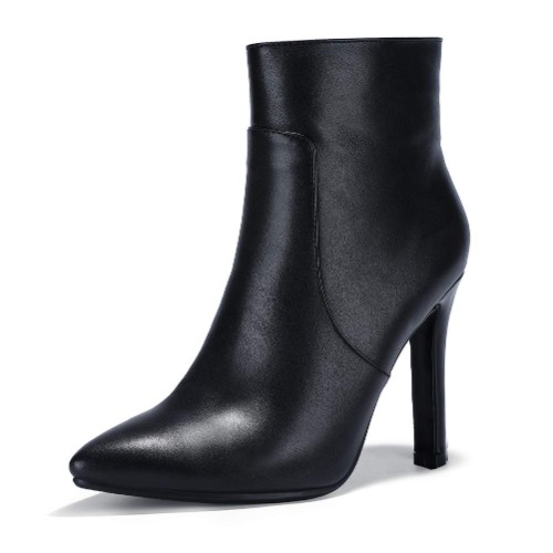 IDIFU Women High Heel Pointed Toe Ankle Boots - 8.5 Black Pu