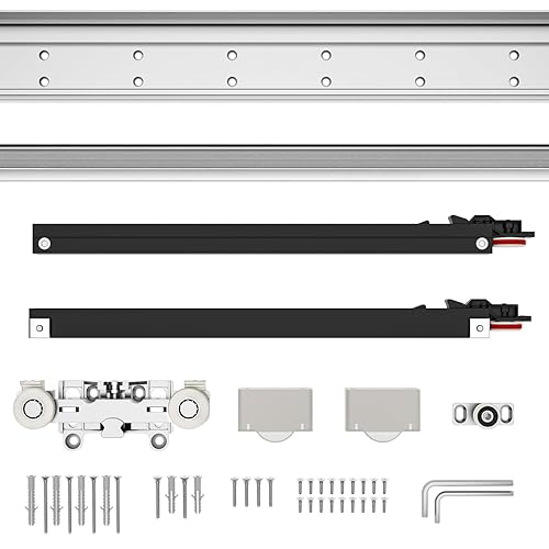 Premium Soft-Close Prime Concealed Ghost Door Hardware Kit with Hidden Supreme Magic Sliding Track Kit for 31-40 inch Doors Soft Close Heavy Duty Sliding Hardware (1 Pack) - 1 Pack