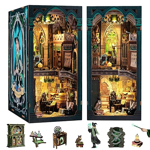 CUTEBEE Book Nook Kit, DIY Booknook Miniature House Tiny House 3D Wooden Puzzle Dollhouse Kit for Adults and Teens, Bookshelf Insert Decor, DIY Craft Gift Model Build - Darkness Common Room
