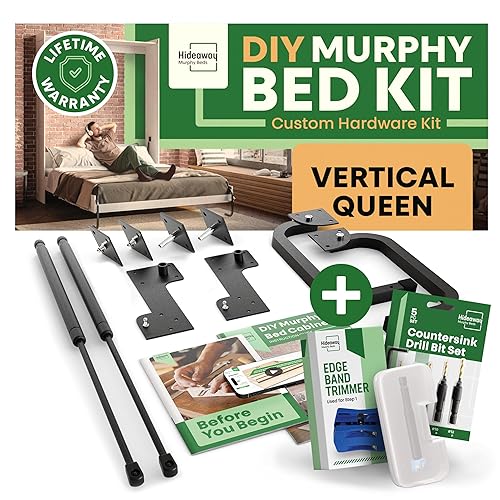 DIY Murphy Bed Kit Queen | Murphy Bed Hardware Kit Queen for Wall Bed, Cabinet Murphy Bed Queen Kit Vertical, Vertical Murphy Bed Queen Frame, Deluxe Murphy Bed Mechanism Kit with Bonus Tools - Queen Vertical