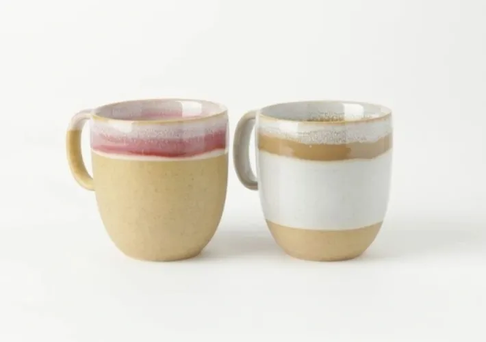 Australian House & Garden Esperance Wiped Edge Mug Bullet Set of 2 in White/Sand | MYER