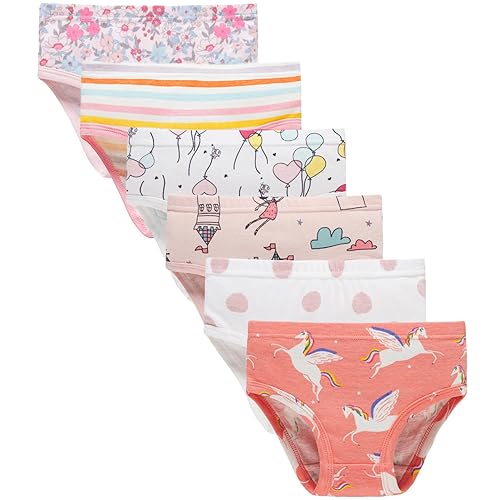 Sladatona Little Girls Soft Underwear Toddler Kids Breathable Comfort Panties - 4 - Apricot Red