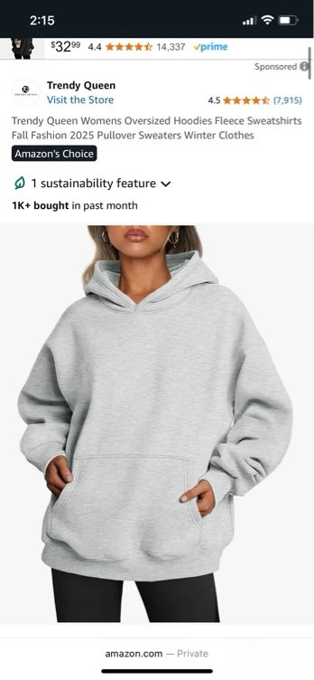 Trendy Queen Womens Oversized Hoodies Fleece Sweatshirts Fall Fashion 2025 Pullover Sweaters Winter Clothes - Black - Small
