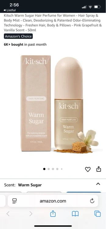 Kitsch Warm Sugar Hair Perfume for Women - Hair Spray & Body Mist - Clean, Deodorizing & Patented Odor-Eliminating Technology - Freshen Hair, Body & Pillows - Fruity Gourmand Scent & Vanilla - 50ml - Tart Cherry