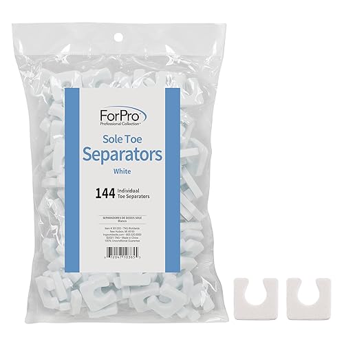 ForPro Sole Toe Separators, White, Individual Toe Separators for Pedicures, 144-Count - White - Pack of 144