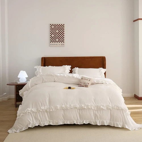 Nayoroom W-XHZK-WH Vintage Ruffled Fringe Duvet Cover Set White Ruffled Comforter Cover & Reviews | Wayfair