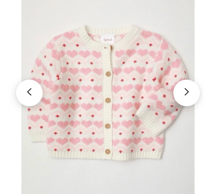 Heart Pattern Fashion Knit Cardigan in Bone