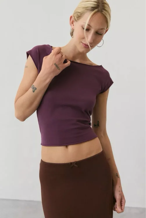 Out From Under Cotton Compression Boatneck Cropped Tee | Urban Outfitters