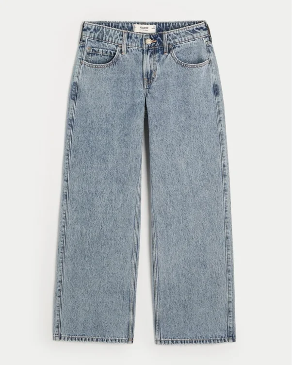 Low-Rise Dark Wash Baggy Jeans