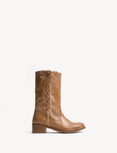 Julia Gaucho Boot With Laces In Dark Tan Escovado Leather | EU 38