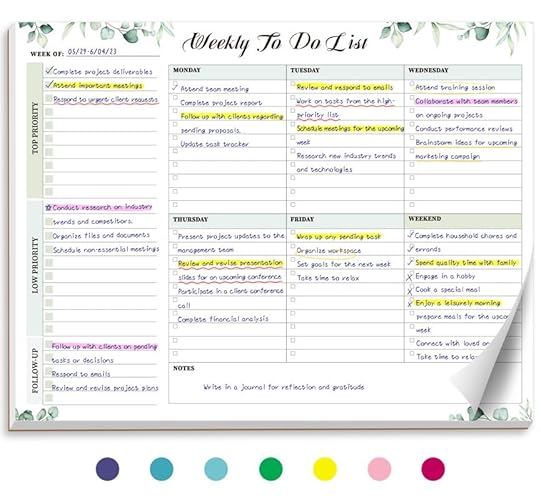 Weekly To Do List Notepad with 52 Tear Off Sheets（8.5"×11"）- Undated Weekly Desk Planner for Women & Man,Work and Home-Serene Green - a-Serene Green