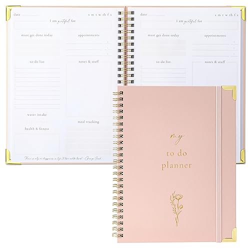 Beautiful To Do List Notebook - Aesthetic Daily Planner to Easily Organize Your Tasks And Boost Productivity - Stylish Undated Planner And School or Office Supplies For Women - Pink