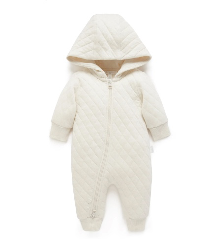 Quilted Growsuit - Purebaby (White / 3-6 months )