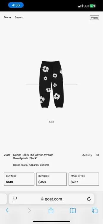 Denim Tears The Cotton Wreath Sweatpants Black