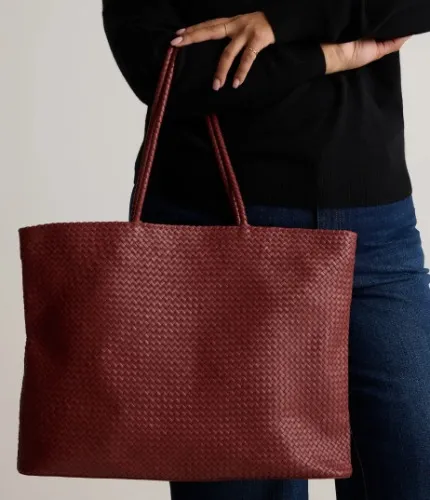 Italian Leather Handwoven Tote