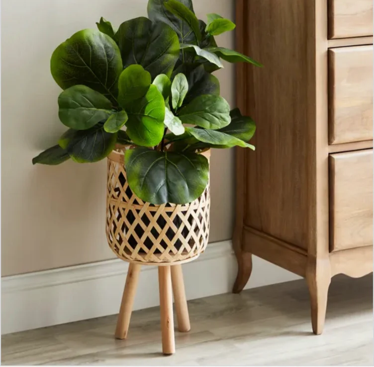Bamboo and Wood Plant Pot Stand