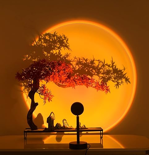 GY Sunset lamp 4 Colors Sunset Projection Lamp 5W Sunset Light for Home Decor 360° Rotating Romantic Vision Mood Light Suitable for Photography, Selfie, Living Room Decoration - Sunset Light - 1 count