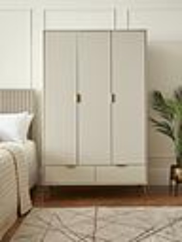 Cora 3 Door, 2 Drawer Wardrobe - Ivory/Brass