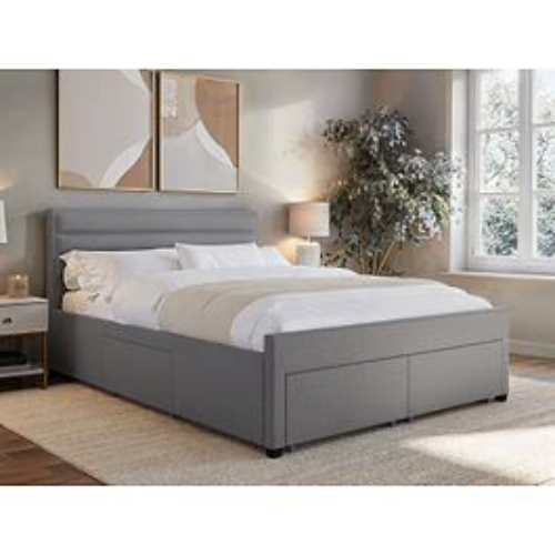 Flair Heybrook 4 Drawer Fabric Bed Frame Grey-Double