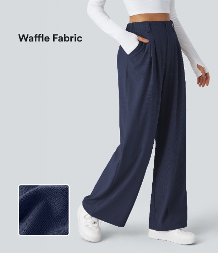 Halara Flex™ High Waisted Side Pocket Wide Leg Waffle Work Pants