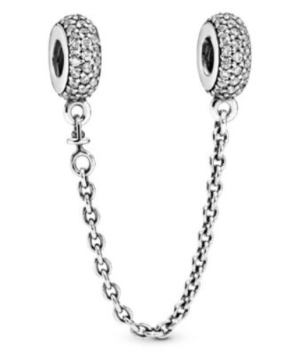 Sterling Silver Sparkling Pave Safety Chain Charm