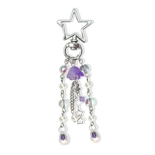 Agromusk Jellyfish Keychain,Cute Y2K Car Keychains for Women Girls Jellyfish Bag Charms Purse Accessories Star Jelly Decor - Purple