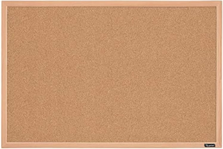 Quartet Cork Board Bulletin Board, 23" x 35" Framed Corkboard, Oak Frame, Decorative Hanging Pin Board, Perfect for Office & Home Decor, Home School Message Board or Vision Board (35-380352) - Oak Frame