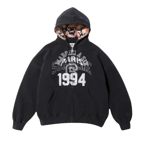Buy Supreme x MM6 Maison Margiela Zip Up Hooded Sweatshirt 'Black' - SS24SW34 BLACK | GOAT