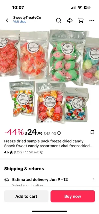 Freeze dried candy from TikTok shop