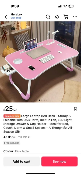 Lazy girl desk from TikTok shop