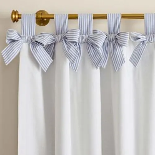 Bow Blackout Curtains Blue and White