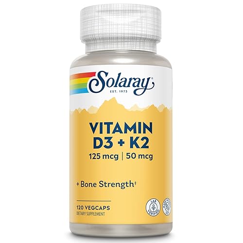 SOLARAY Vitamin D3 + K2 | Vegcaps Es 67.91g, Sin Sabor, cápsulas, 120 Unidades