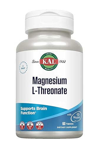 L-TREONATO DE MAGNESIO 60 COMPRIMIDOS KAL | Mejora las funciones cerebrales y la calidad del sueño | Apoyo a la salud ósea y muscular | Mayor biodisponibilidad