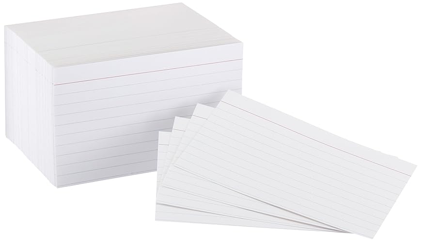Amazon Basics Heavy Weight Ruled Lined Index Cards, 300 Count, 100 Pack of 3, White, 3 x 5 Inch Card - White - 100 Count (Pack of 3)