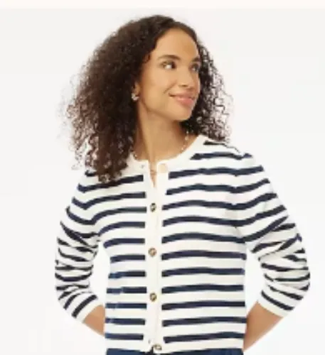 Striped cotton lady jacket cardigan sweater