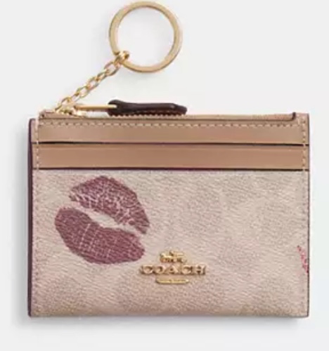 COACH® Outlet | Mini Id Skinny Case In Signature Canvas With Lips Print