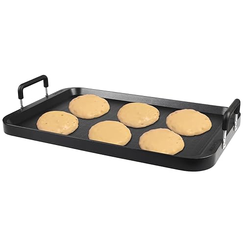 Vayepro Stove Top Flat Griddle, 2 Burner Griddle Grill Pan for Glass Stove Top Grill, Aluminum Pancake Griddle, Non-Stick Top Griddle for Gas Grill, Double Burner Griddle for Camping/Indoor - FG102