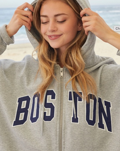 John Galt Christy Boston Zip Up Oversized Hoodie | PacSun