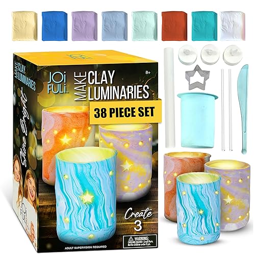 JOiFULi DIY Clay Luminaries Clay Craft Kit Gifts for Kids Girls Boys Teens, Clay Kit for Kids Age 8 9 10 11 12, Fun Activities Arts and Craft for Girls 8-12 Years Old & Up, DIY Crafts Lantern Clay Kit
