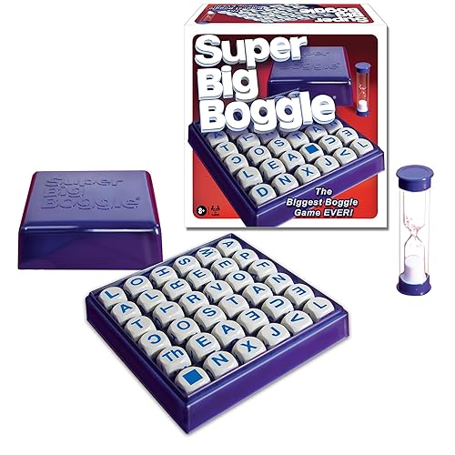 Super Big Boggle with 6x6 Grid and 36 Letter Cubes by Winning Moves Games USA, the Biggest Boggle Game Ever, 4 Minute Sand Timer, for 2 or More Players, Ages 8+ (1165) - Super Big Boggle