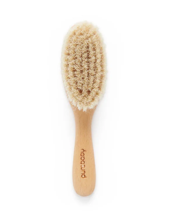 Purebaby Goat Hair Brush w box - NATURAL  - Purebaby
