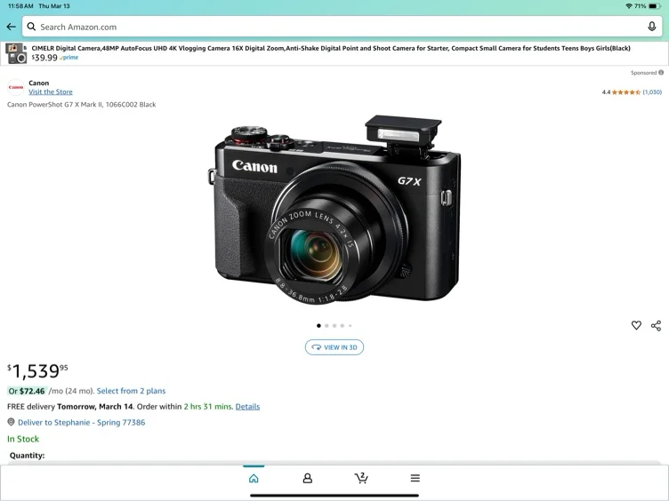 Canon PowerShot G7 X Mark II, 1066C002 Black https://a.co/d/7ao3Izs - Google Search