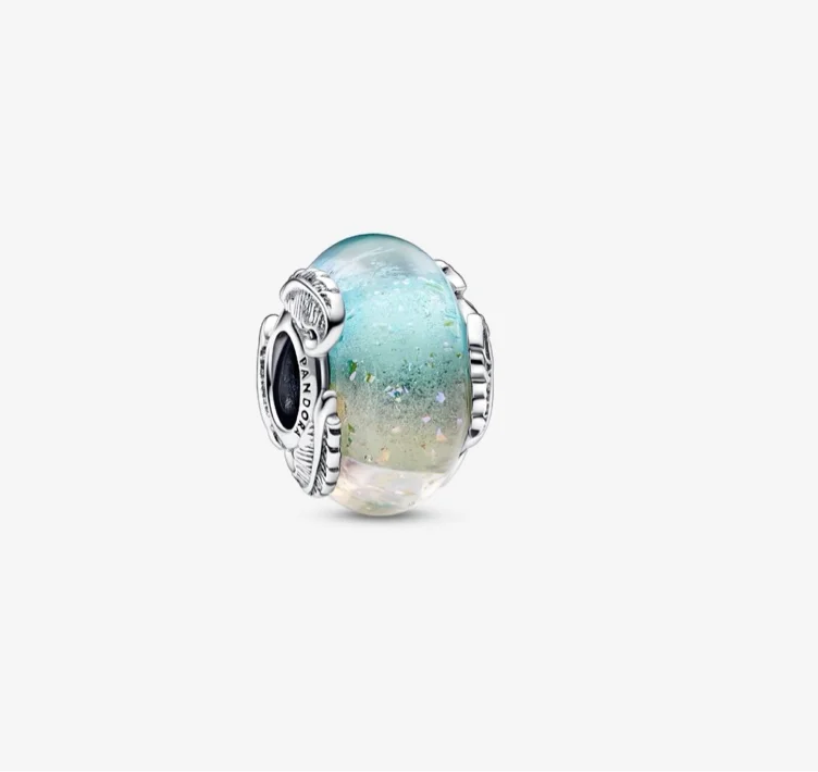 Multicolour Murano Glass & Curved Feather Charm