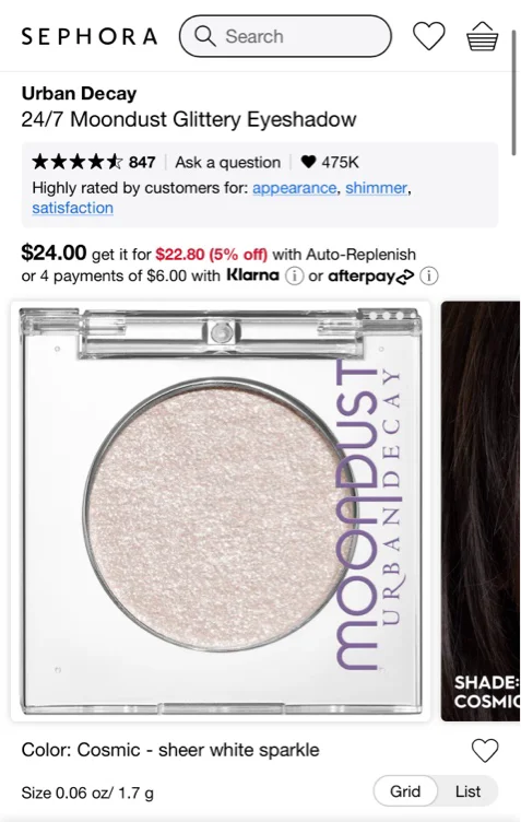 24/7 Moondust Glittery Eyeshadow