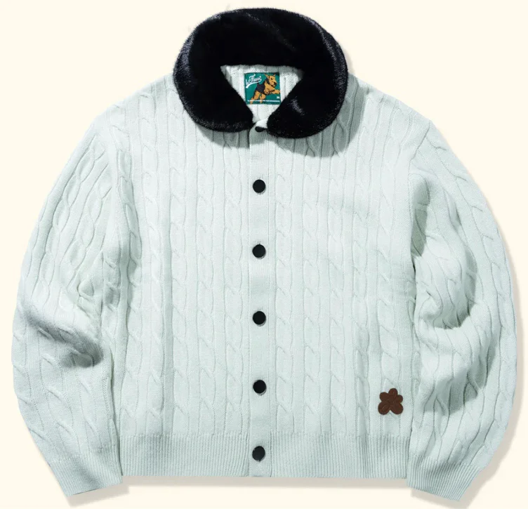 FAUX FUR CARDIGAN MINT