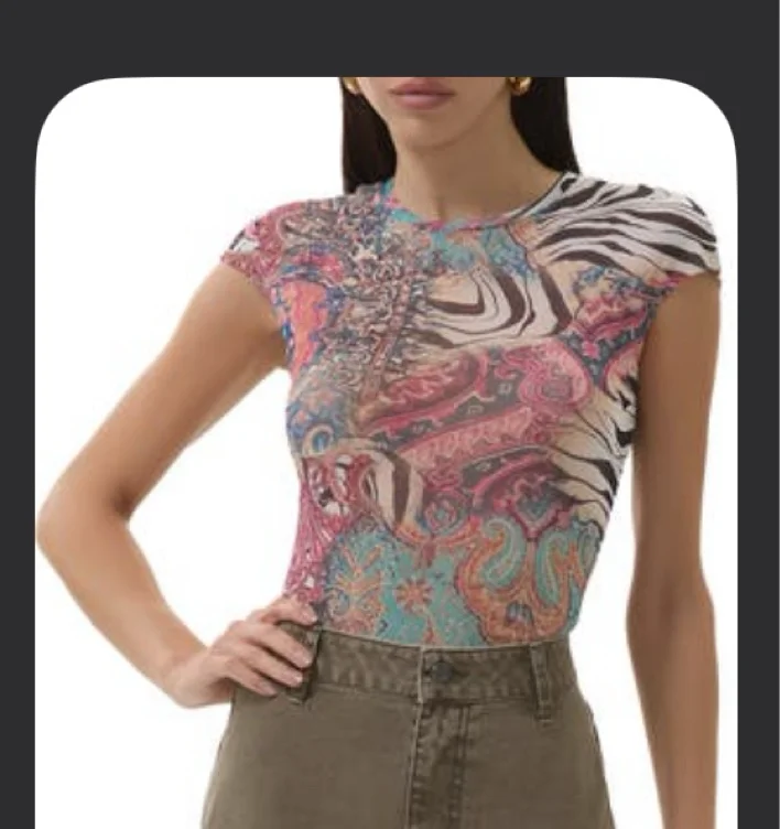 Nina Print Cap Sleeve Mesh Top