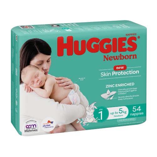 Huggies Newborn Nappies Size 1 - 54 Pack