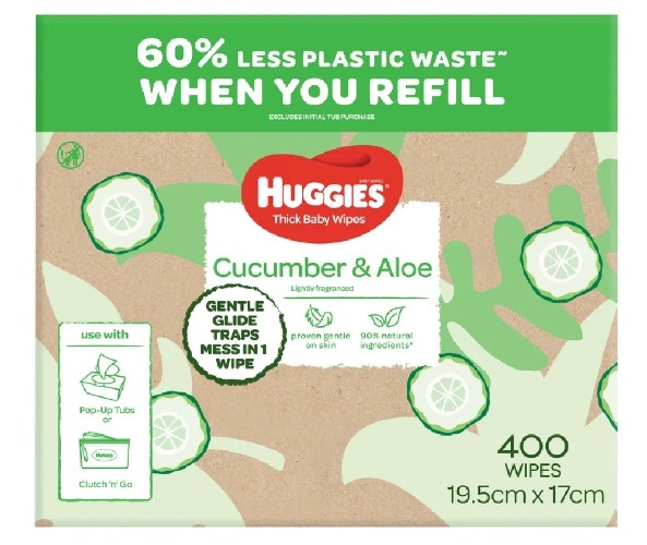 Huggies Thick Baby Wipes Cucumber &amp; Aloe Mega 400 Pack