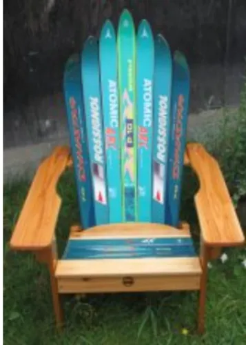  Adirondack Ski Chair, hand crafted from recycled Skis in Vermont USA, Green Mountain Ski Furniture 