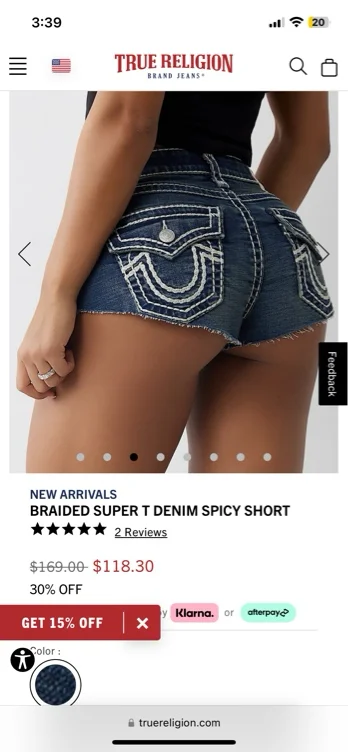 

BRAIDED SUPER T DENIM SPICY SHORT - Blue | True Religion

